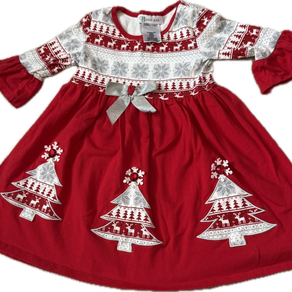 Bonnie Jean Red and White Dress with Silver Accents